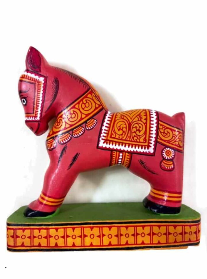 6 Inches Wooden Toy With Pattachitra Designs - Horse